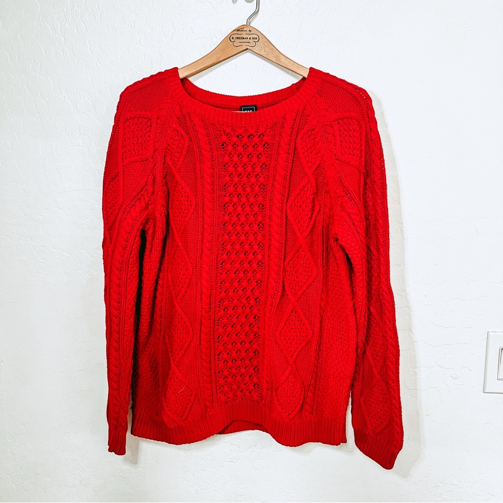 GAP Vibrant Red Cable Knit Sweater
